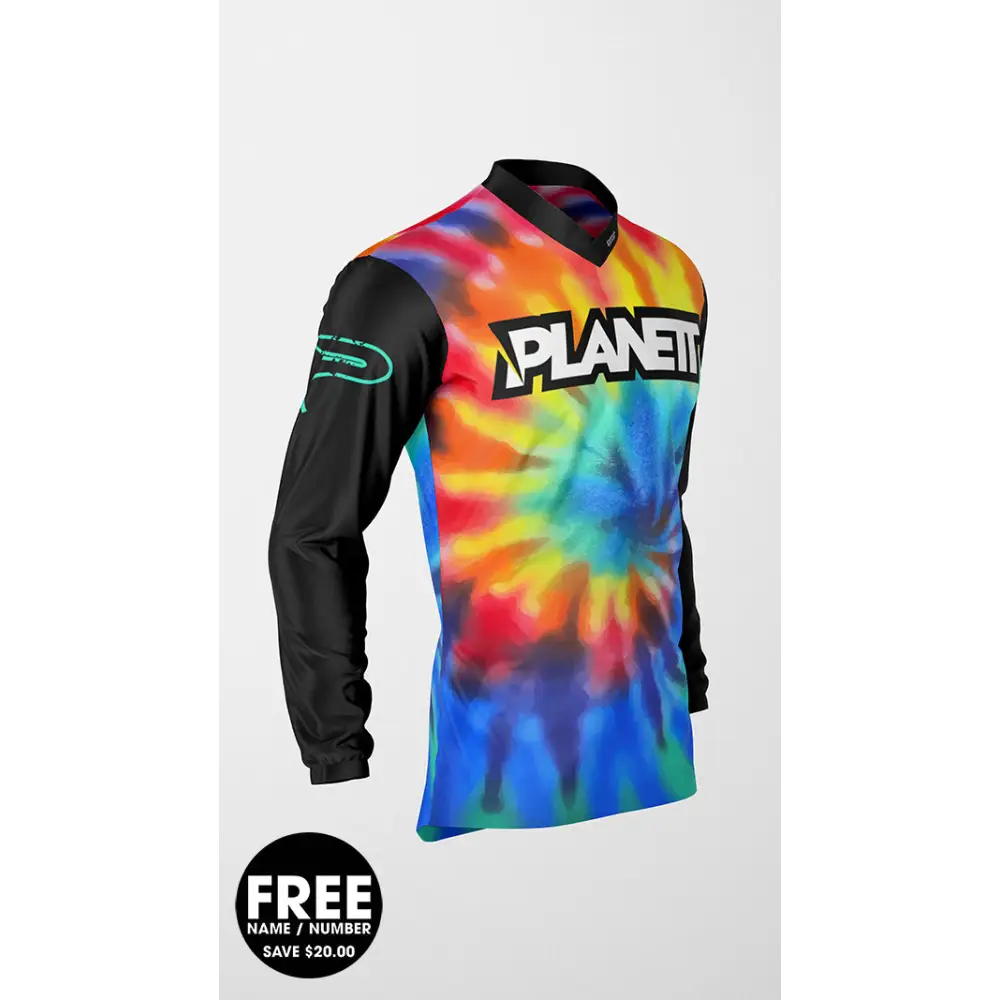Tie-dye long-sleeved shirt.