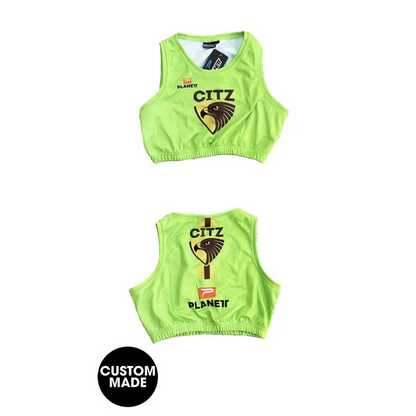 Green athletic crop top.