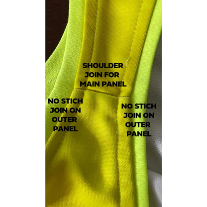 Neon yellow garment construction detail.