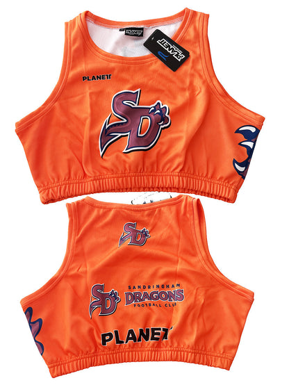 Orange Sandringham Dragons football club crop top.