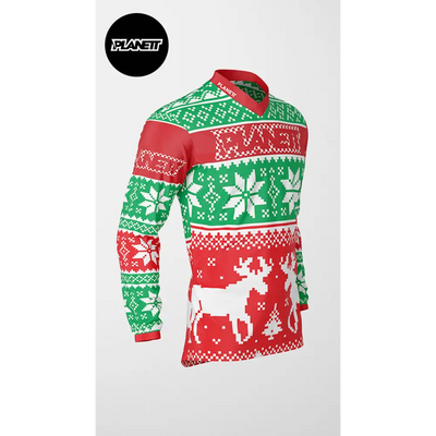 Christmas-themed long-sleeved shirt.