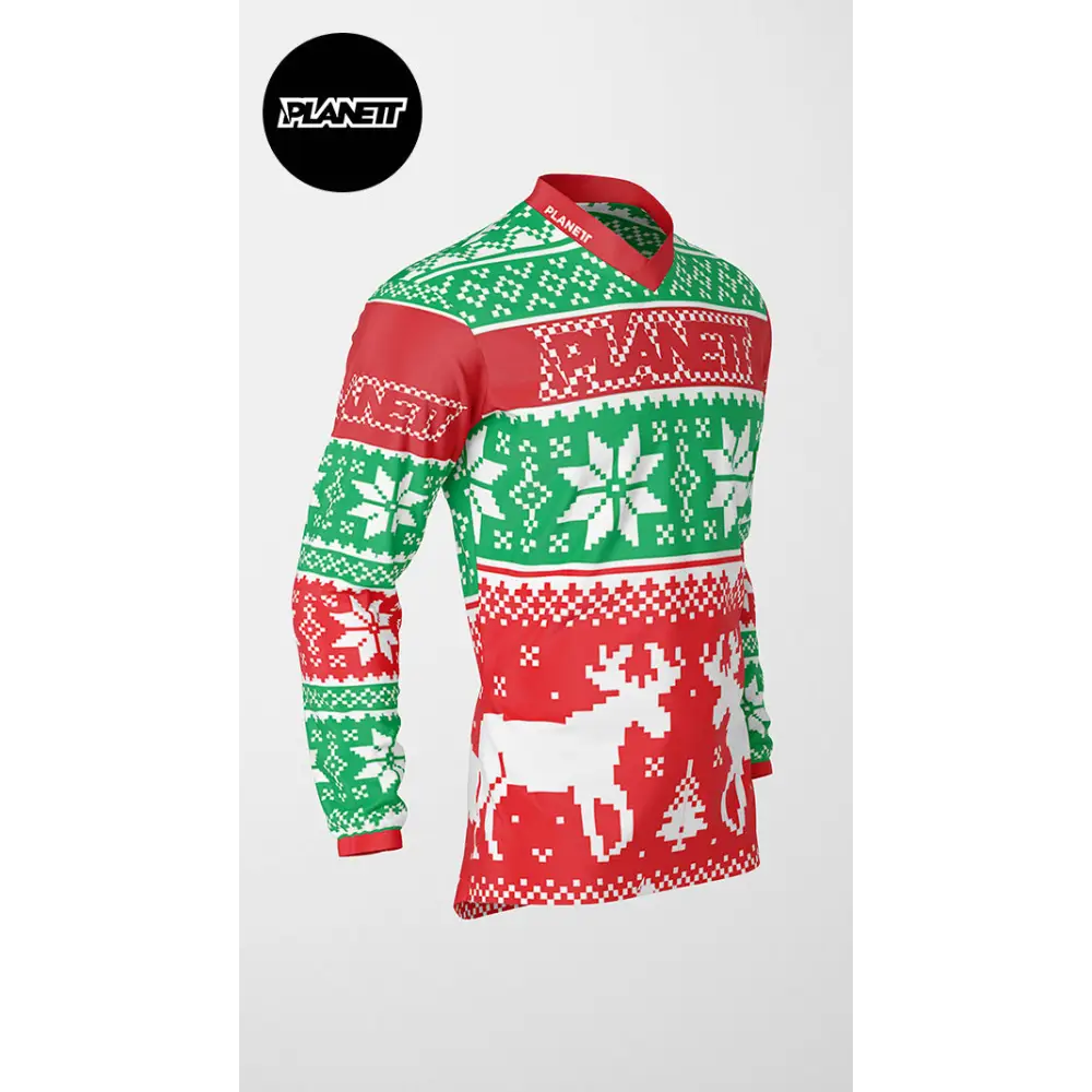 Christmas-themed long-sleeved shirt.