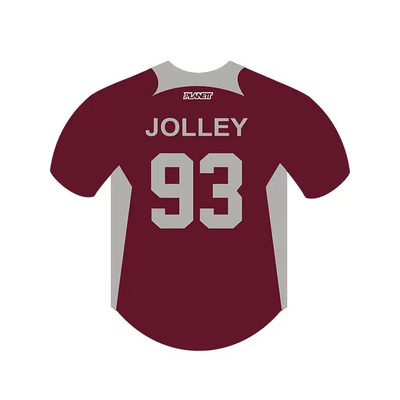 Maroon and gray sports jersey.