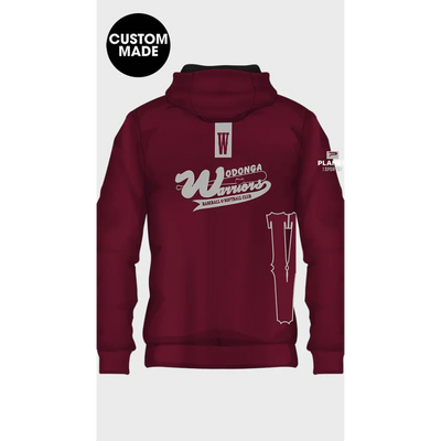 Maroon custom-made hoodie.