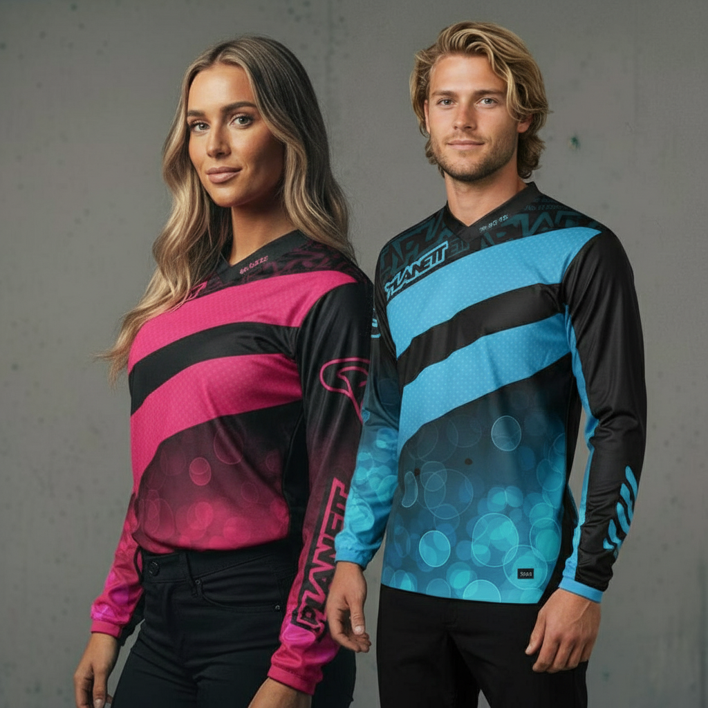 Matching long-sleeve athletic shirts for men and women