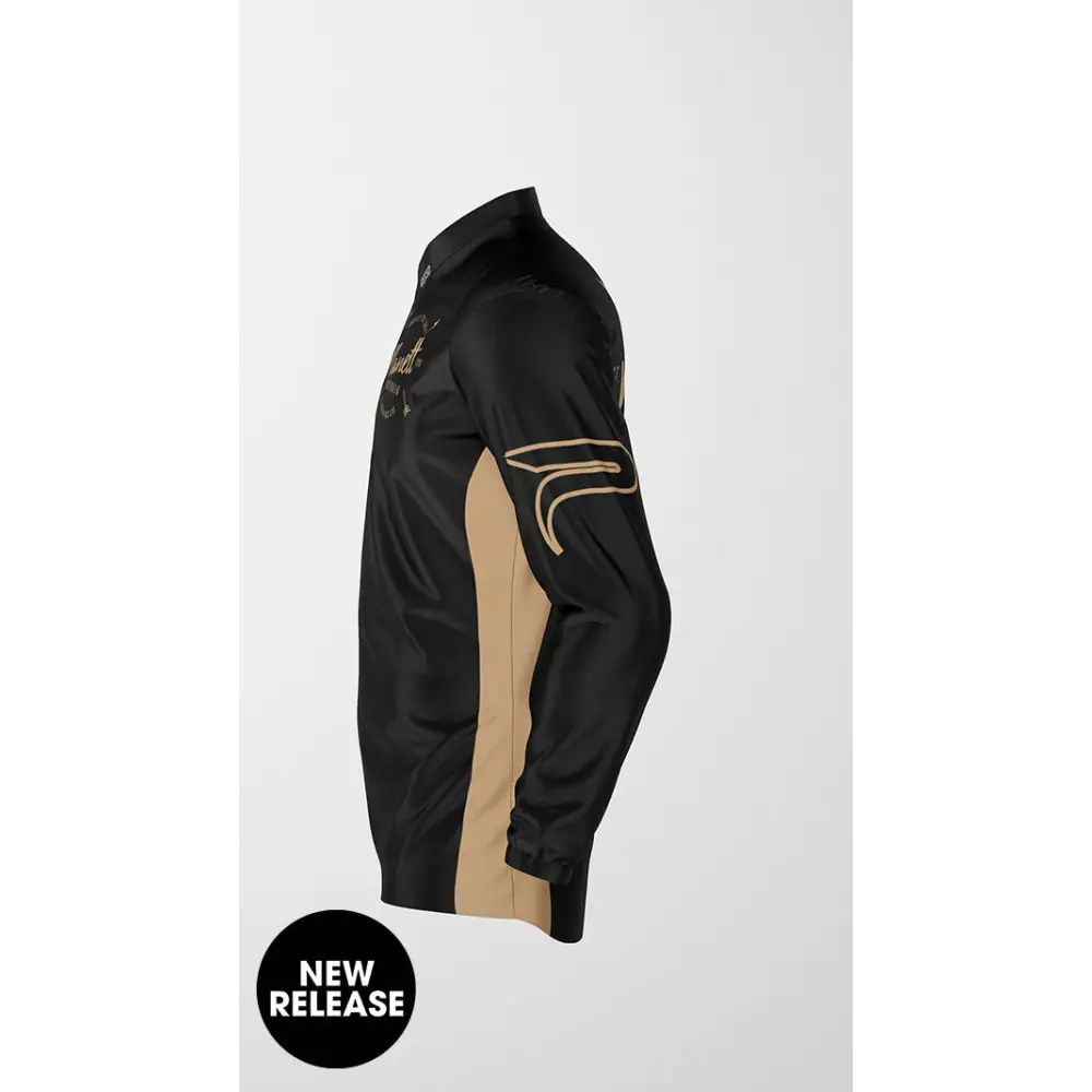 Black and tan jacket.