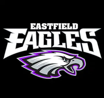The eastfield eagles logo features a stylized eagle head in white and purple with sharp, angular design elements.