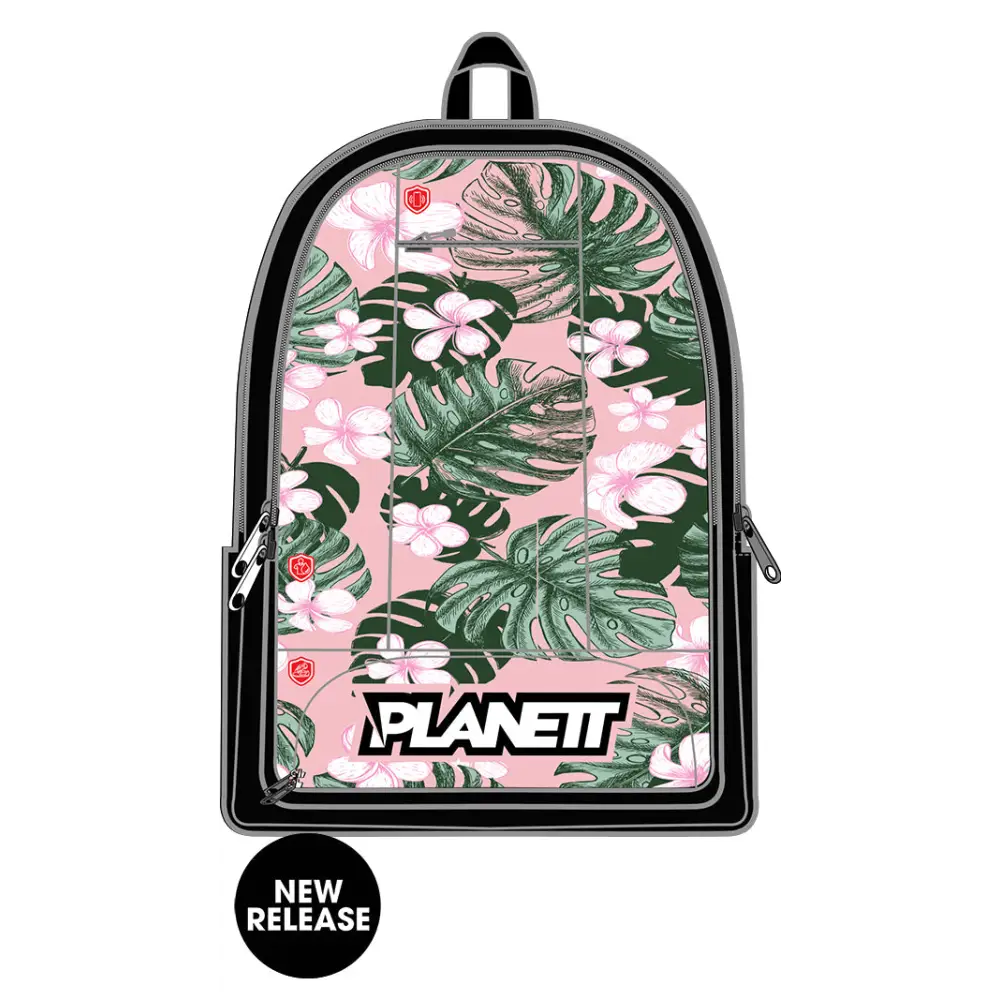 Floral patterned backpack.