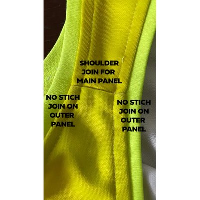 Neon yellow garment construction detail.