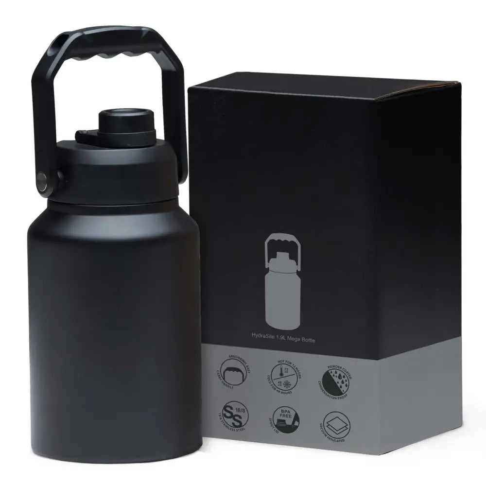 Black water bottle with box.