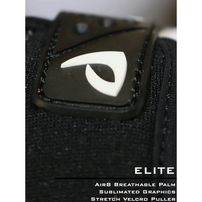 Black glove with white logo.