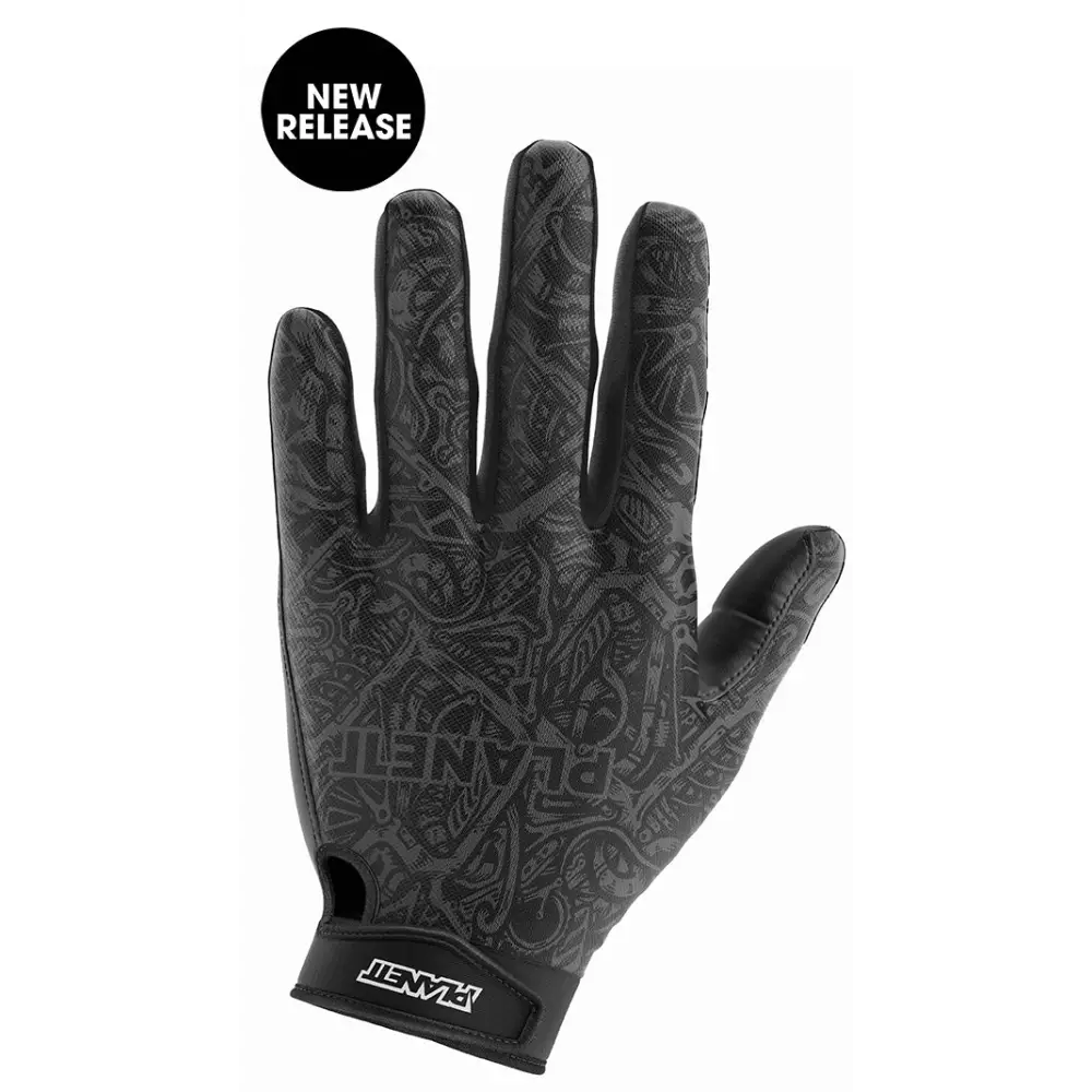 Black patterned paintball glove.