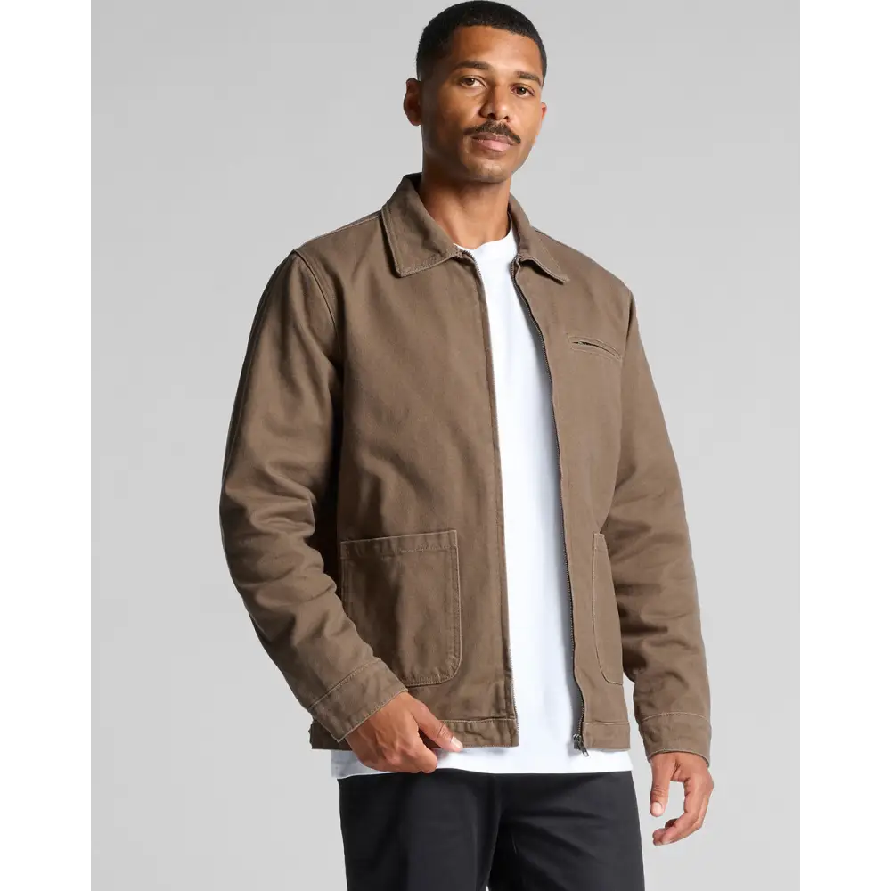 Brown collared jacket.