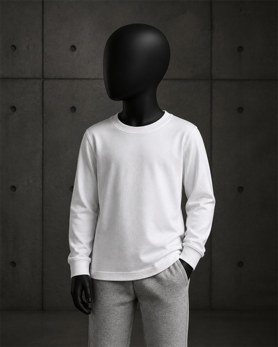 Kids Staple L/S Tee 3007 blank product on dark industrial concrete background