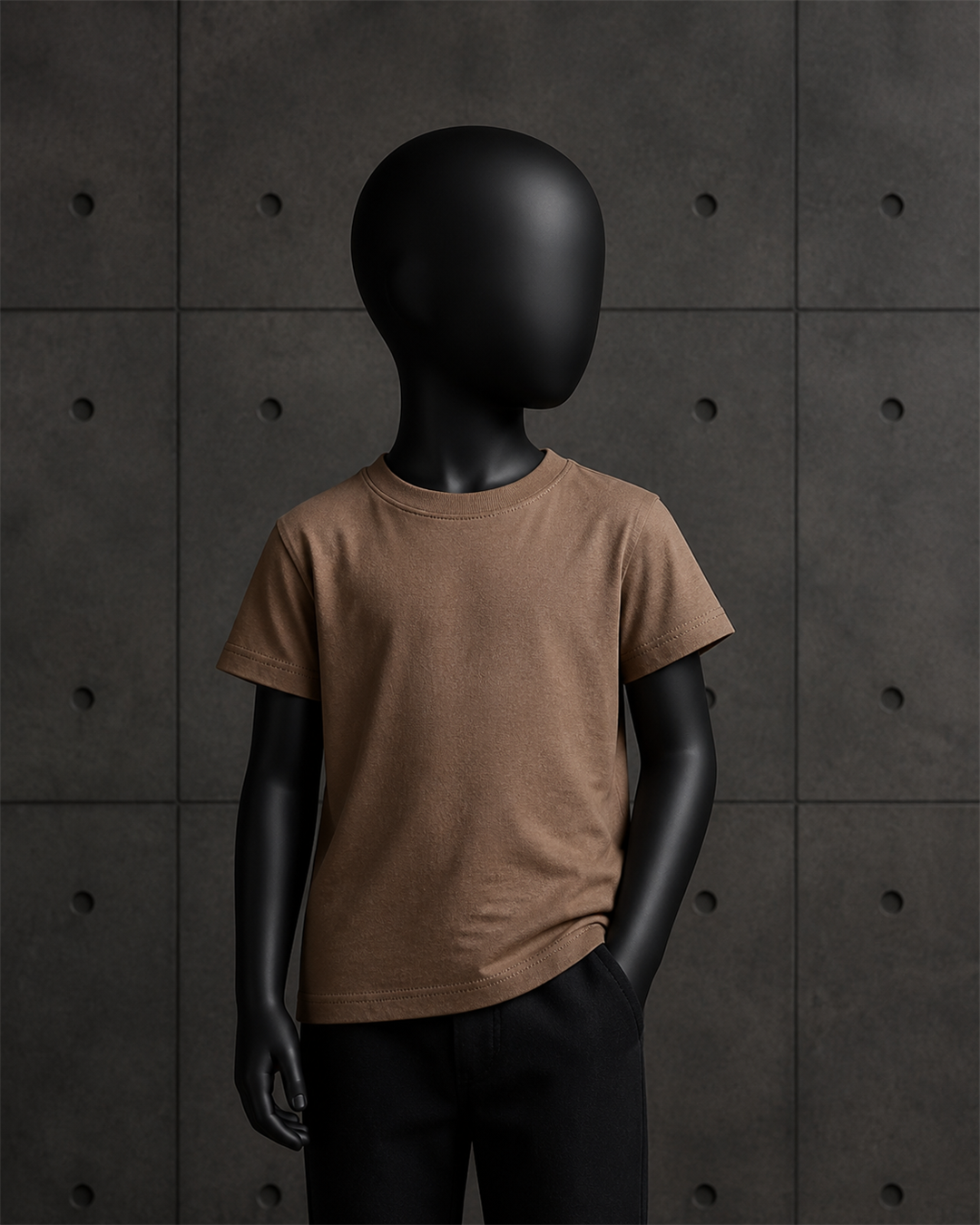 Kids Staple Tee 3005 blank product on dark industrial concrete background
