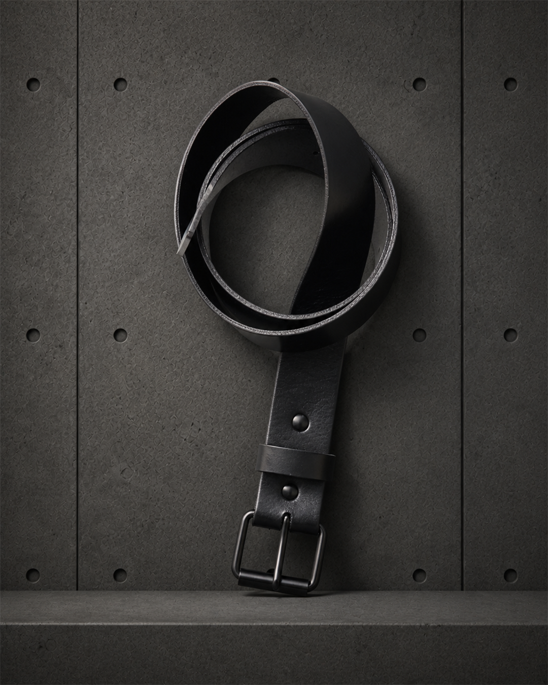Leather Belt 1404 blank product on dark industrial concrete background