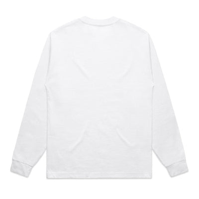 White long-sleeved t-shirt with nike swoosh logo on the back.
