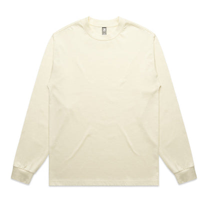 Cream-colored long-sleeved t-shirt with rolled cuffs and a crew neck.