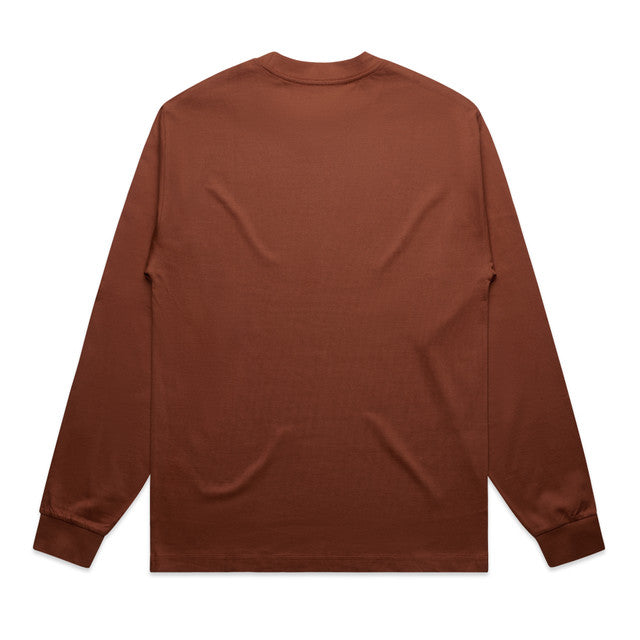 Brown long-sleeved crew neck t-shirt with a nike swoosh logo on the back.