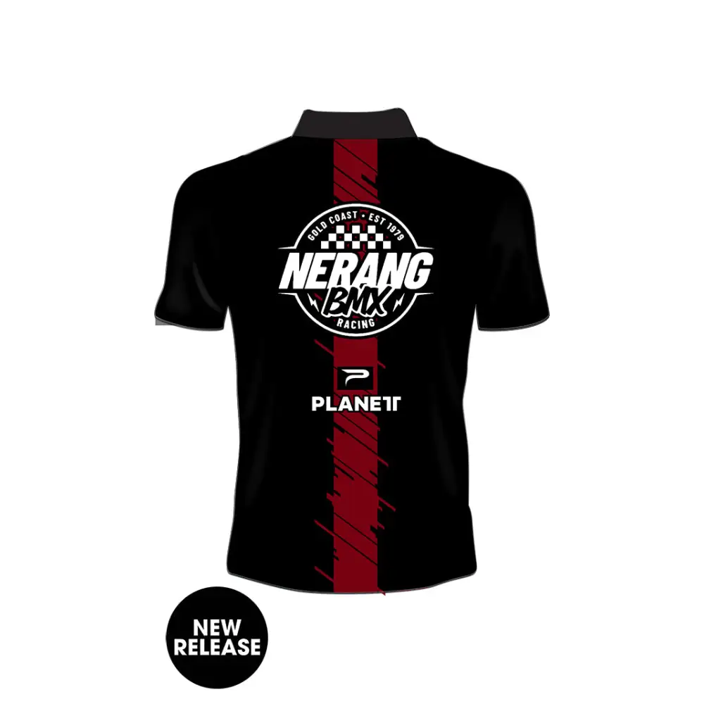 Black and red BMX racing shirt.