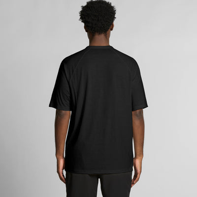 Black adidas t-shirt with white stripes on the sleeves and back