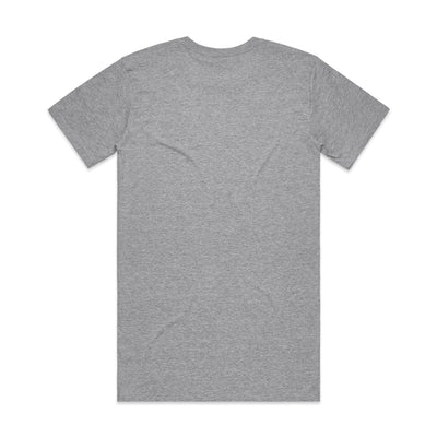 Heather gray crew neck t-shirt with short sleeves and a relaxed fit.