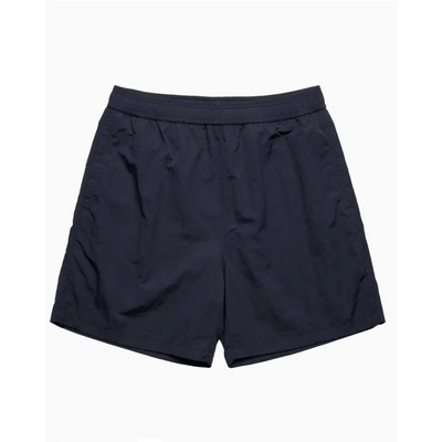 Dark blue athletic shorts.