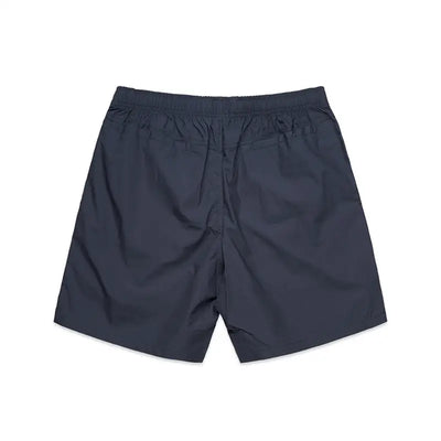 Dark blue athletic shorts.