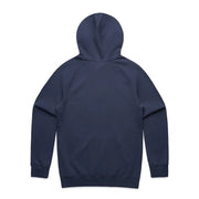 Navy blue hooded sweatshirt.