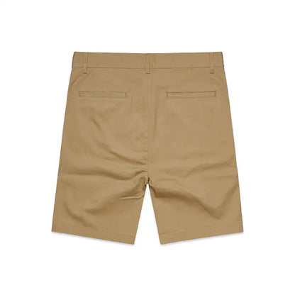 Khaki-colored chino shorts.