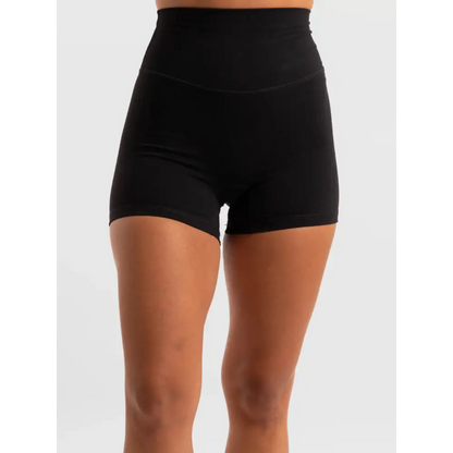 Black high-waisted shorts.
