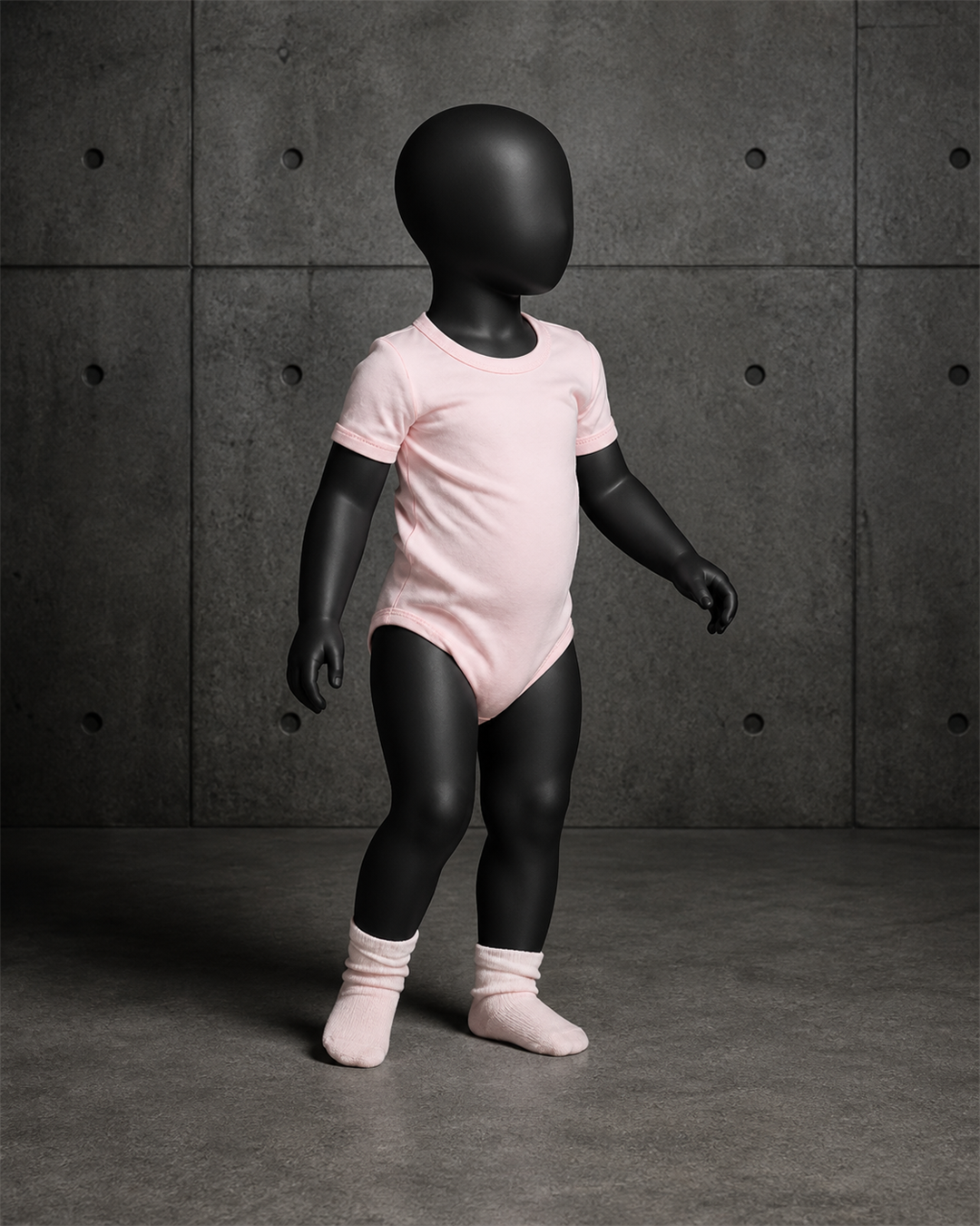 Organic Infant Mini-Me One-Piece 3003 blank product on dark industrial concrete background