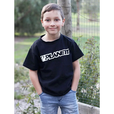 Boy’s black Planet11 t-shirt.