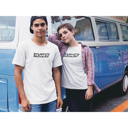 Matching white t-shirts.