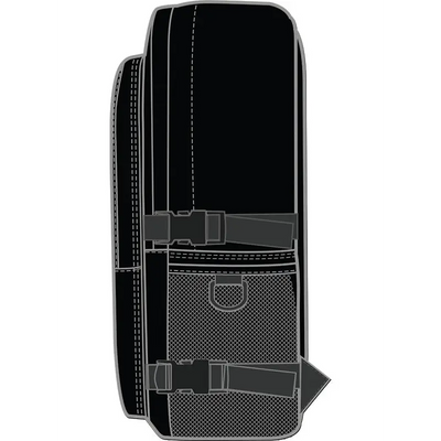 Black backpack with straps.