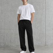 Relax Cuffless Track Pants 5942 in black on model