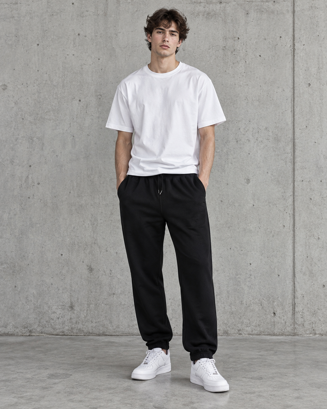 Relax Track Pants 5932 in black on male model