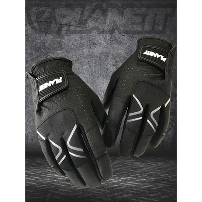 Pair of black golf gloves.