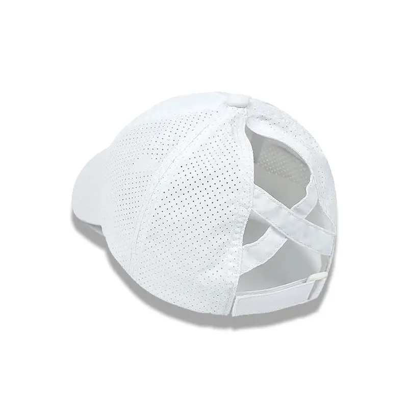 White mesh ponytail baseball cap.