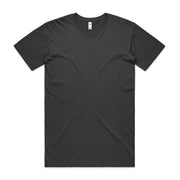 Charcoal gray v-neck t-shirt with short sleeves and a relaxed fit.