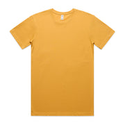 Mustard yellow crew neck t-shirt with short sleeves and a relaxed fit.