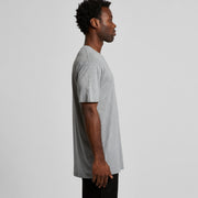 Grey short-sleeved t-shirt with ribbed neckline and cuffs, made of cotton.