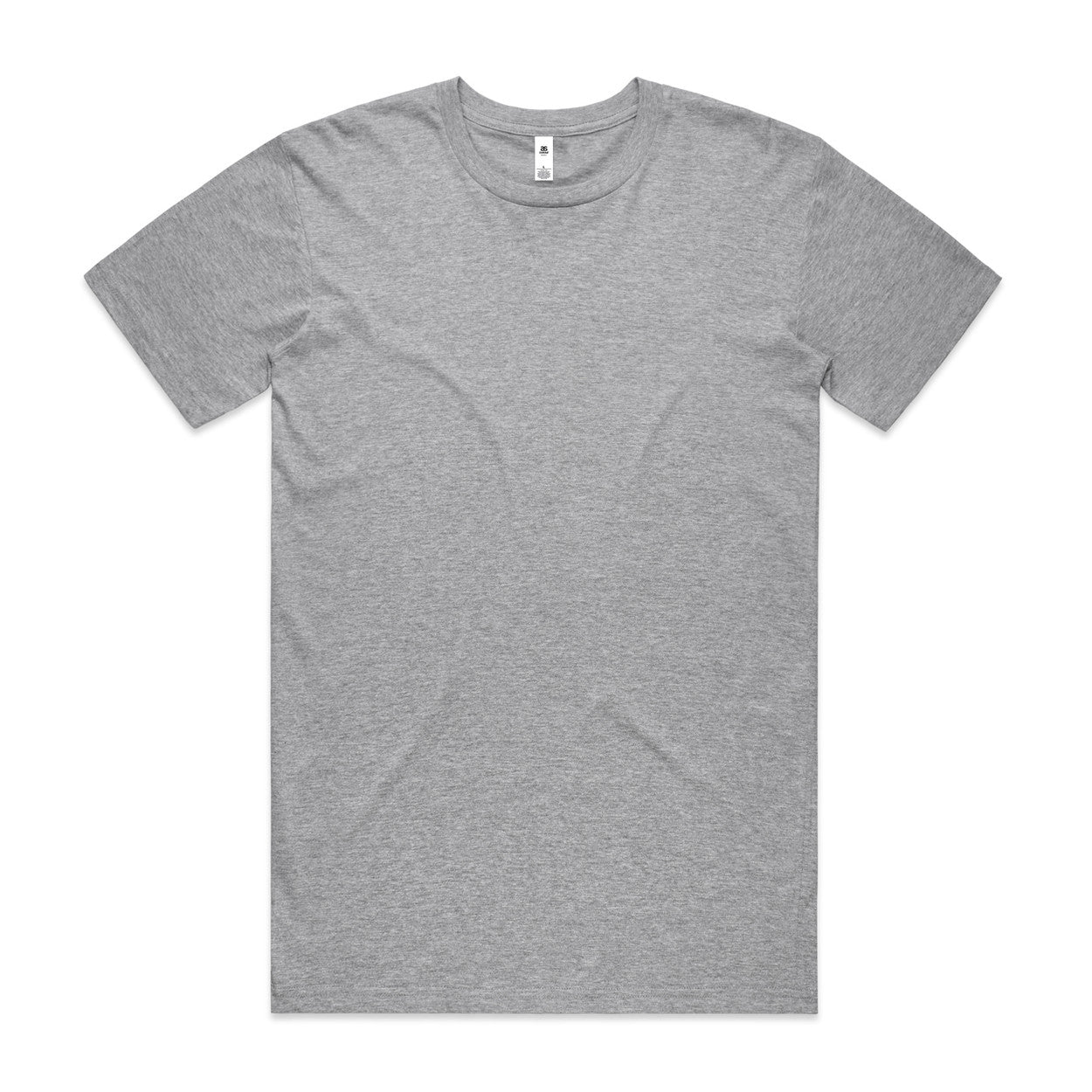 Heather gray crew neck t-shirt with short sleeves and a relaxed fit.