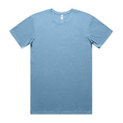 Light blue crew neck t-shirt with short sleeves and a simple design, suitable for casual wear.