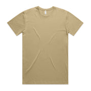 Beige crew neck t-shirt with short sleeves and a small white tag on the left shoulder.