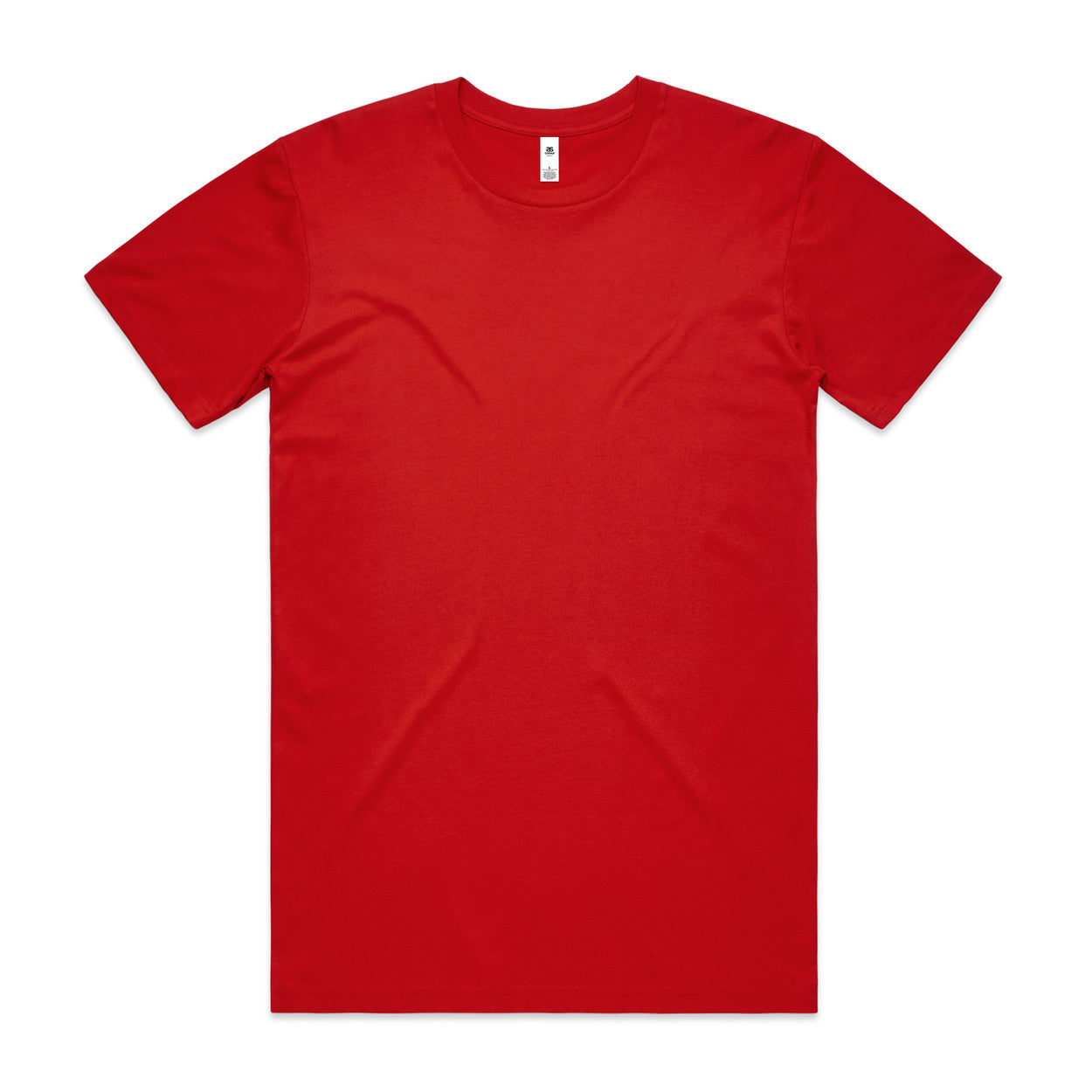 Red crew neck t-shirt with short sleeves and a ribbed neckline, made of cotton.