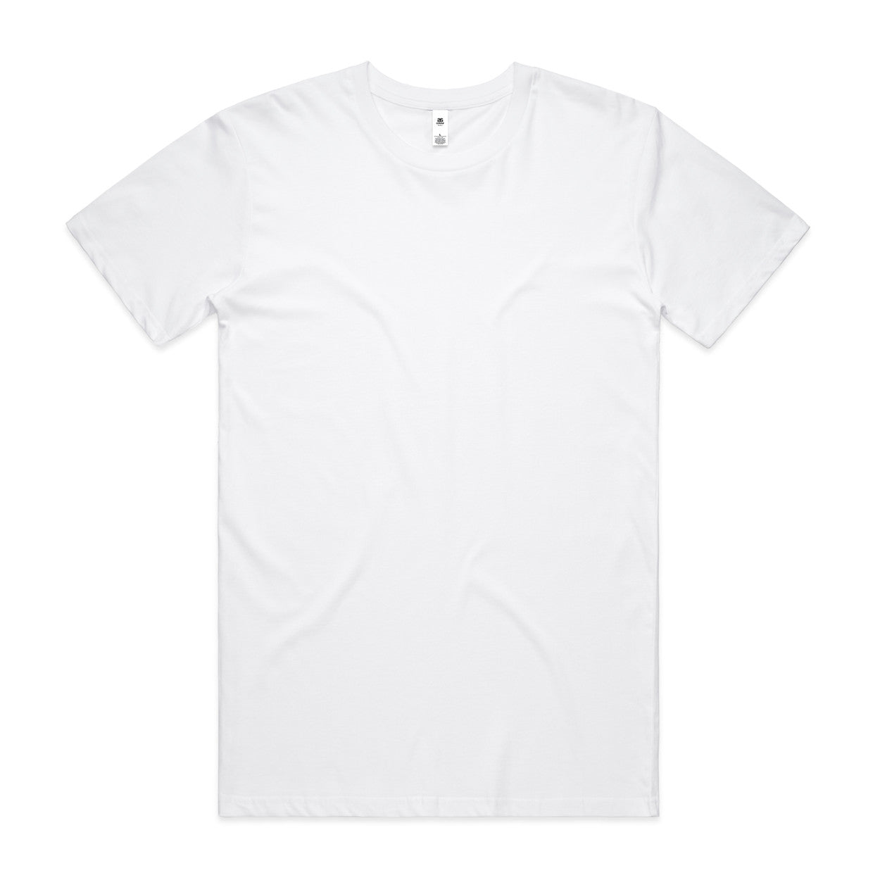 White v-neck t-shirt with short sleeves and a button at the neckline.