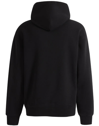 Black hooded sweatshirt.
