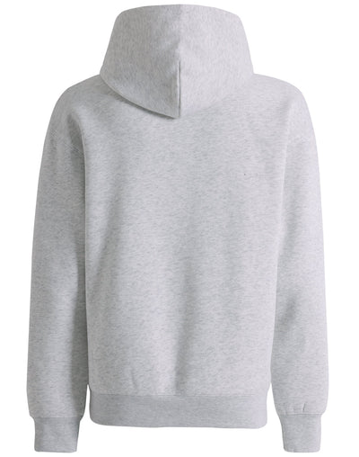Gray hooded sweatshirt.