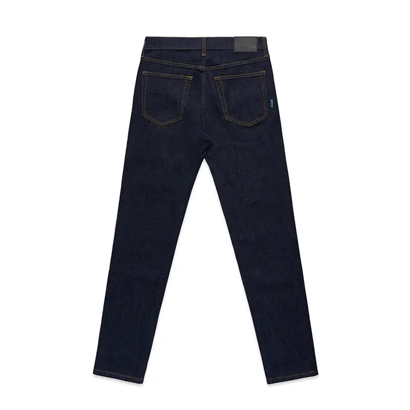 Dark wash denim jeans.